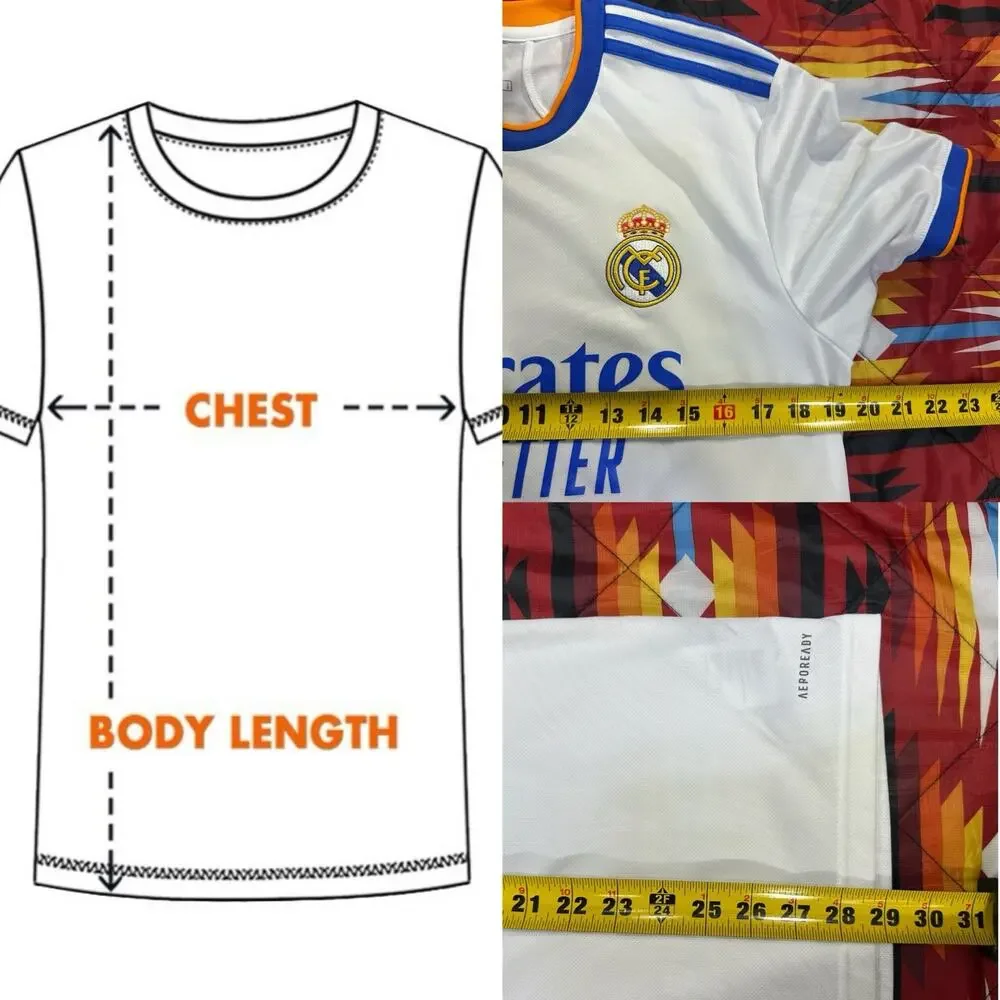 Real Madrid 21/22 Home Jersey White Blue Orange Men's Sz Medium adidas GQ1359